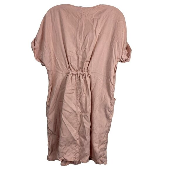 Zara Light Pink Button Tie Waist T Shirt Dress XSmall - Picture 9 of 12